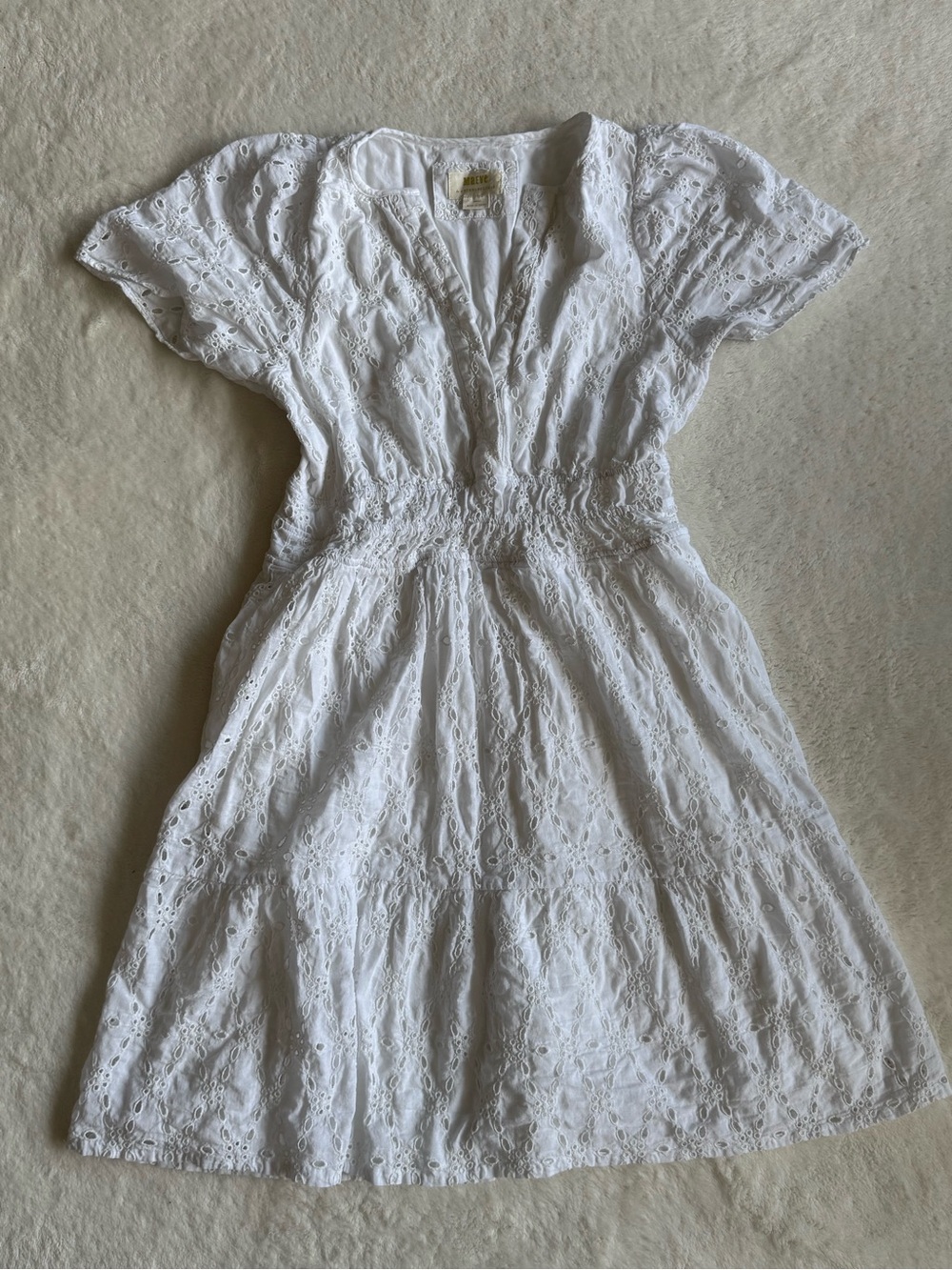 Anthropologie Maeve Mini Dress White Eyelet Lace Sundress S
